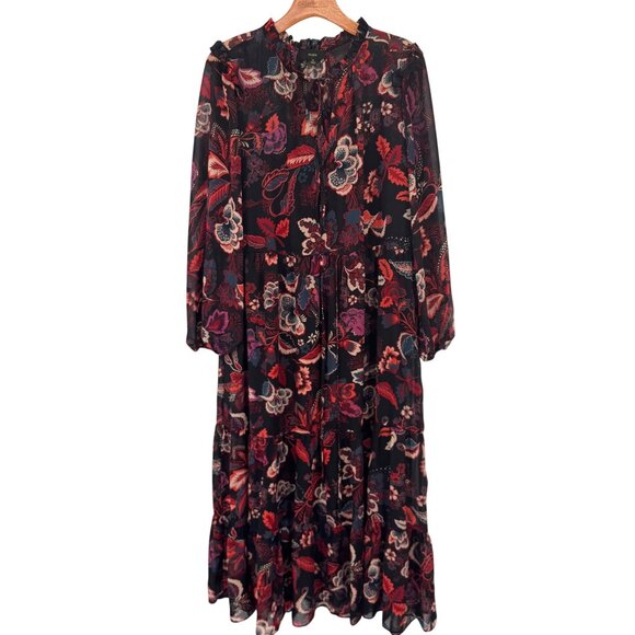 Maia Floral Long-Sleeve Maxi Dress Size 14 lined womens - Picture 1 of 11